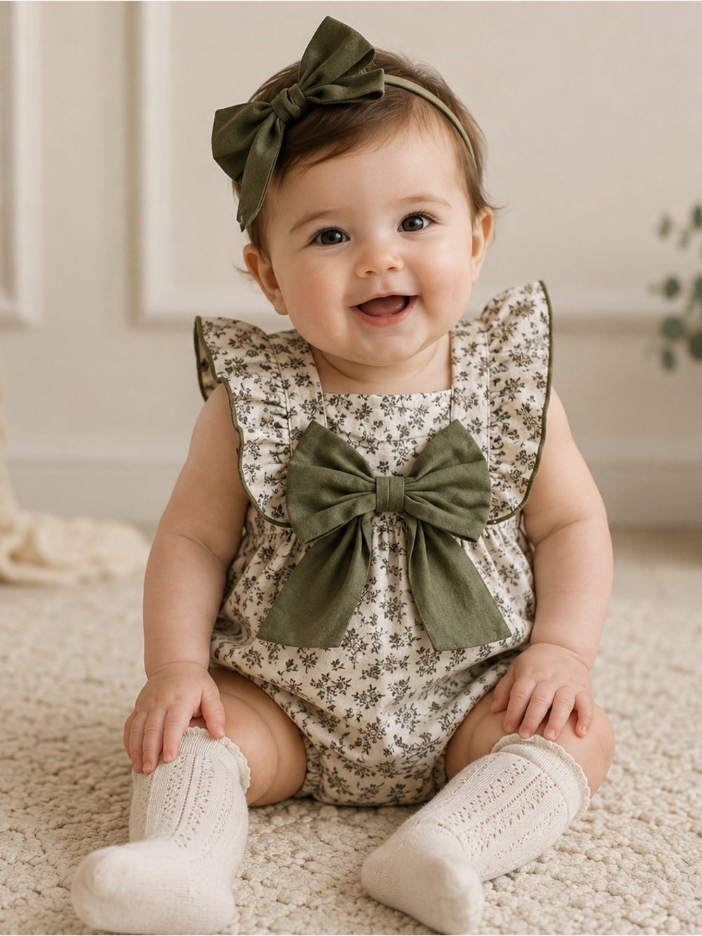 NWT Olive Floral Bodysuit Outfit